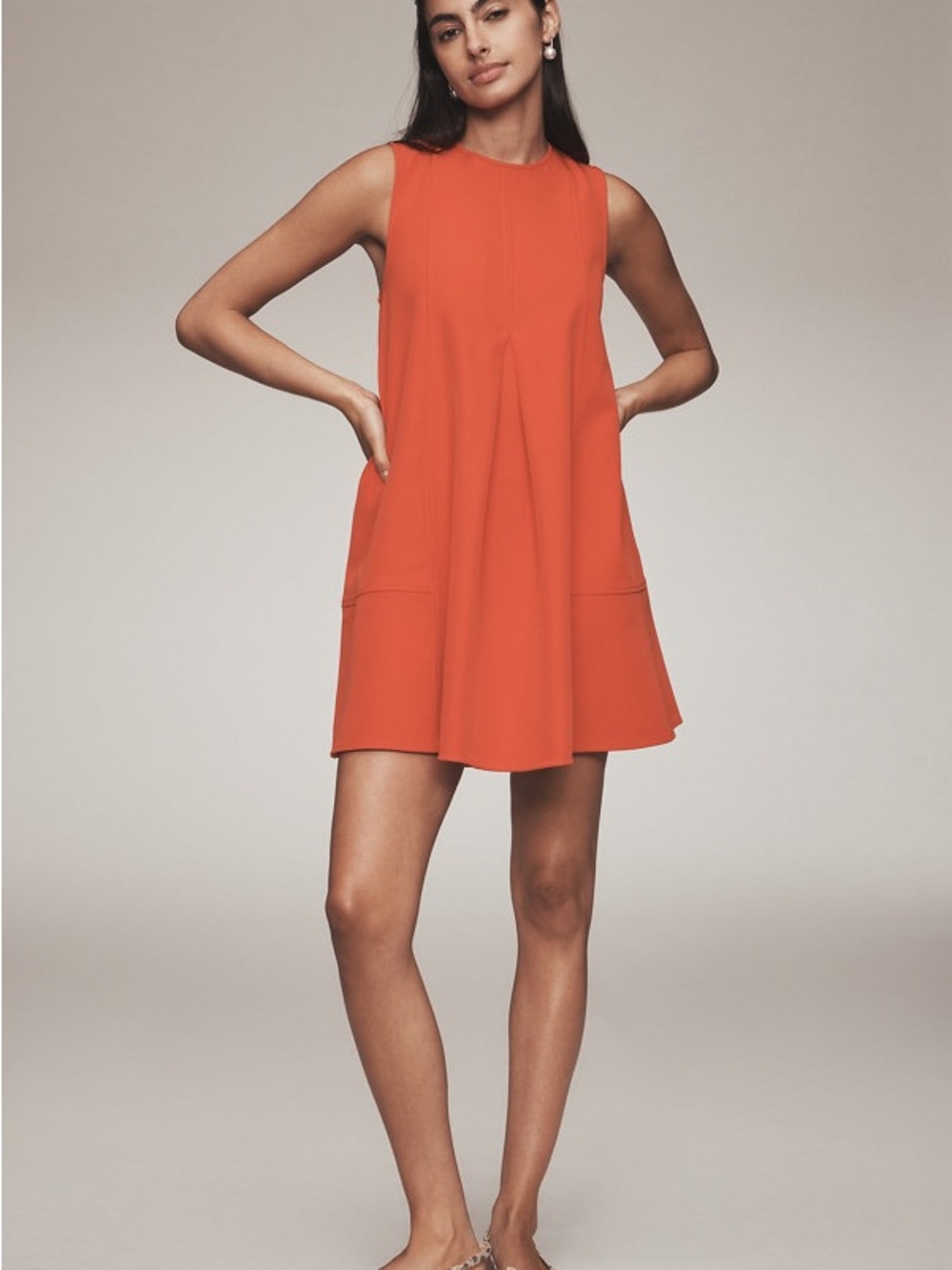 Maeve Orange Sleeveless Mini Swing Dress